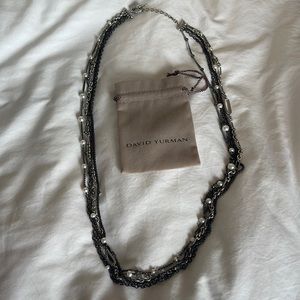 Layered Pearl and Black Metal David Yurman Necklace
